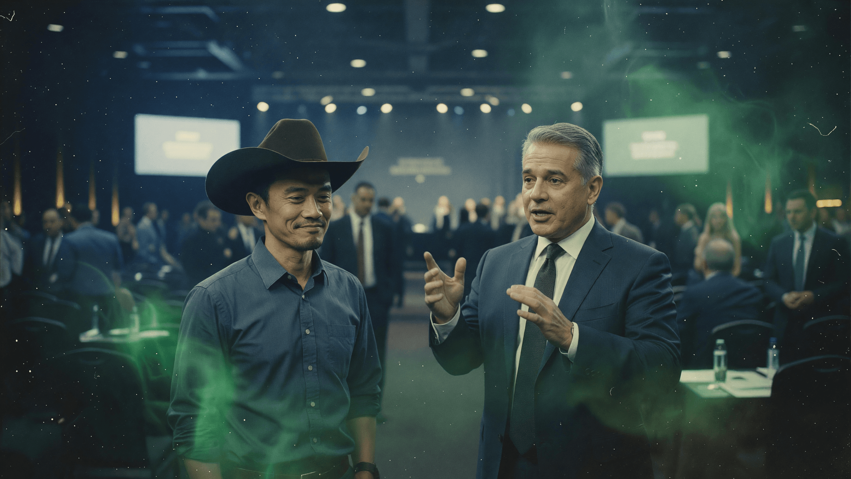 CZ's Cowboy Hat Close Call Sparks Buzz at Wyoming Blockchain Symposium with Scaramucci